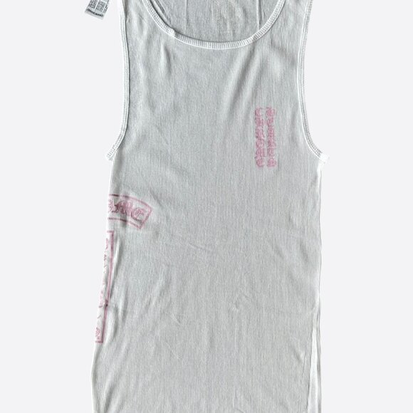 Chrome Hearts White & Pink T-Bar Logo Tank Top - Picture 1 of 7